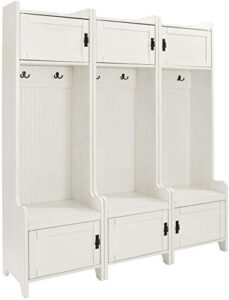 crosley furniture fremont tower entryway hall tree with storage (set of 3), distressed white