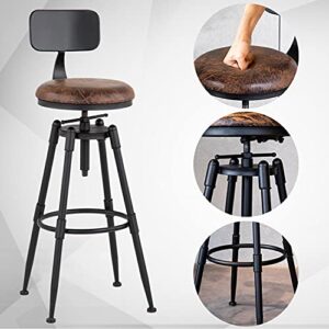 MSMV 27-35 Inch (Set of 2) Vintage Industrial Bar Stool-Farmhouse Swivel Bar Stool-Swivel Kitchen Island Dining Chair-Kitchen Counter Height Adjustable Pipe Stool-Cast Steel Stool