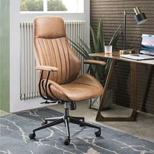 ovios ergonomic office chair home office desk chair modern computer chair high back lumbar support executive height adjustable rolling swivel task chair, suede fabric (brown)