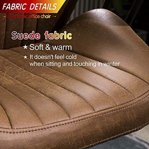 ovios Ergonomic Office Chair Home Office Desk Chair Modern Computer Chair High Back Lumbar Support Executive Height Adjustable Rolling Swivel Task Chair, Suede Fabric (Brown)