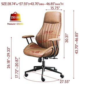 ovios Ergonomic Office Chair Home Office Desk Chair Modern Computer Chair High Back Lumbar Support Executive Height Adjustable Rolling Swivel Task Chair, Suede Fabric (Brown)