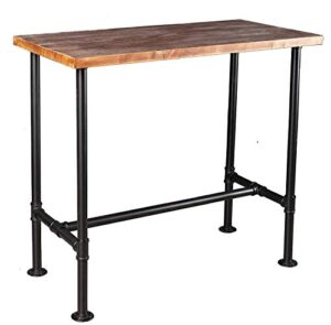 diwhy diy industrial design pipe dining table casual pub bar laptop table modern studio wood and metal rectangular dining table homeoffice desk breakfast high bar table (41.3h)