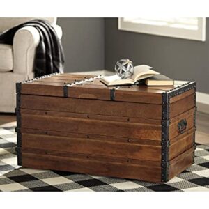 Signature Design by Ashley Kettleby Vintage Wood Storage Trunk or Coffee Table with Lift Top 19", Brown