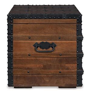 Signature Design by Ashley Kettleby Vintage Wood Storage Trunk or Coffee Table with Lift Top 19", Brown