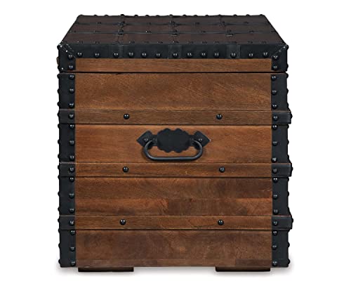 Signature Design by Ashley Kettleby Vintage Wood Storage Trunk or Coffee Table with Lift Top 19", Brown