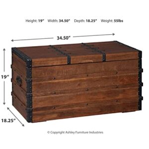 Signature Design by Ashley Kettleby Vintage Wood Storage Trunk or Coffee Table with Lift Top 19", Brown