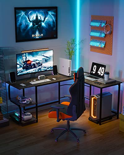 Teraves Reversible L Shaped Desk with Shelves 69“ Corner Computer Desk Gaming Desk Workstation for Home Office