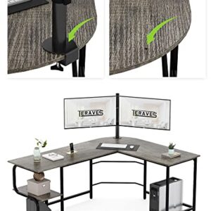 Teraves Reversible L Shaped Desk with Shelves 69“ Corner Computer Desk Gaming Desk Workstation for Home Office