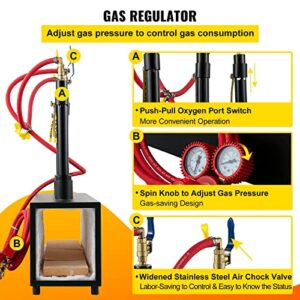 VEVOR Portable Propane Forge Three Burners and Open Structure, Propane Burner Forge Large Capacity, Square Metal Blacksmithing Forge for Knife and Tool Making Equipment