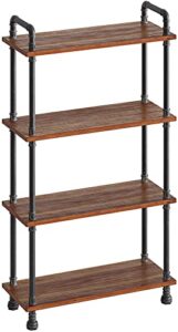 barnyard designs furniture 4-tier etagere bookcase, solid pine open wood shelves, rustic modern industrial metal and wood style bookshelf, brown, 55″ x 29.5″ x 11.75″
