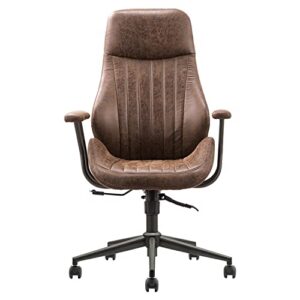 ovios home office desk chairs ergonomic office chair computer desk chair high back suede fabric desk chair for executive or home office (dark brown)