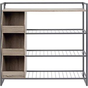 Signature Design by Ashley Maccanet Shoe Rack with Storage Cubbies, Brown