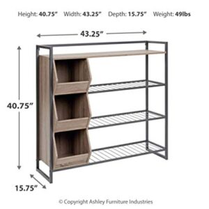 Signature Design by Ashley Maccanet Shoe Rack with Storage Cubbies, Brown