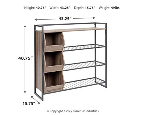 Signature Design by Ashley Maccanet Shoe Rack with Storage Cubbies, Brown