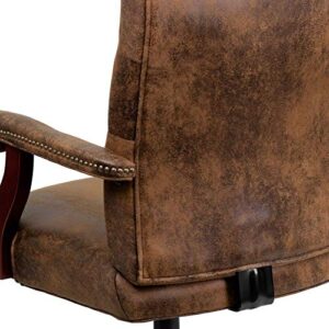 Flash Furniture Bomber Brown Classic Executive Swivel Office Chair with Arms