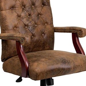 Flash Furniture Bomber Brown Classic Executive Swivel Office Chair with Arms