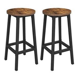 vasagle bar stools, set of 2 bar chairs, steel frame, 25.6 inch tall, for kitchen dining, easy assembly, industrial design, rustic brown and black ulbc32x
