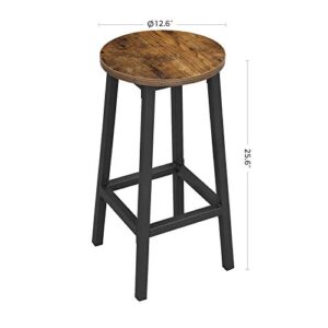 VASAGLE Bar Stools, Set of 2 Bar Chairs, Steel Frame, 25.6 Inch Tall, for Kitchen Dining, Easy Assembly, Industrial Design, Rustic Brown and Black ULBC32X