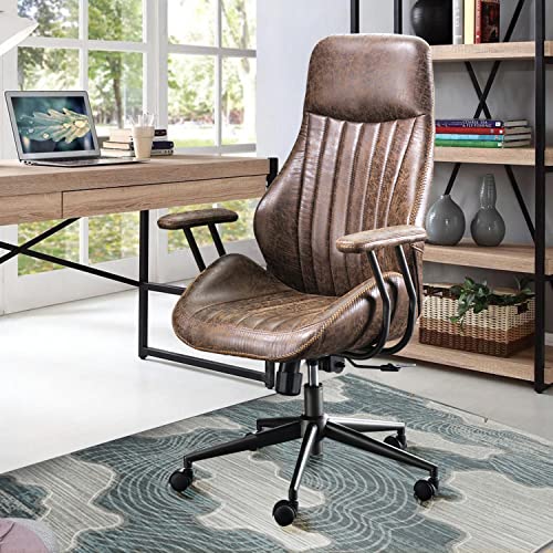 XIZZI Ergonomic Chair, Modern Computer Desk Chair,High Back Suede Leather Office Chair with Lumbar Support for Executive or Home Office (Brownness)