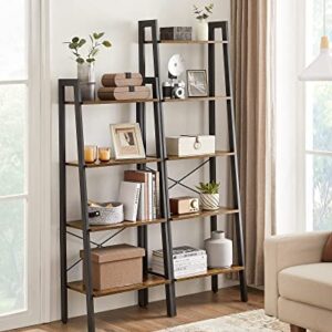 VASAGLE ALINRU 5-Tier Bookshelf, Industrial Bookcase and Storage Rack, Wood Look Accent Furniture with Metal Frame, 22.1 x 13.3 x 67.7 Inches, Rustic Brown