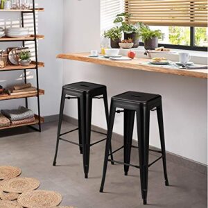 Furmax 30 Inches Metal Bar Stools High Backless Stools Indoor Outdoor Stackable Stools Set of 4 (Black)