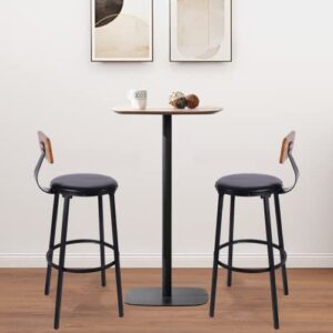 ALAPUR Rustic Bar Stools Set of 2 with Back and Footrest,Industrial Counter Height Bar Stools for Dining Room Kitchen Farmhouse,Black(20.5" D x 20.5" W x 39.4" H)