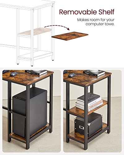 VASAGLE L-Shaped Computer Desk, Corner Desk, 54-Inch Writing Study Workstation, Rustic Brown and Black ULWD72X​