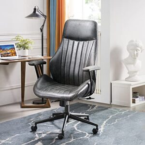 ovios home office desk chairs computer office chair modern ergonomic desk chair high back suede fabric desk chair for executive or home office (grey)