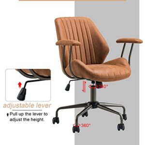 ovios Home Office Desk Chairs Ergonomic Office Chair Modern Computer Desk Chair Suede Fabric Desk Chair for Executive Home Office (Light Brown)