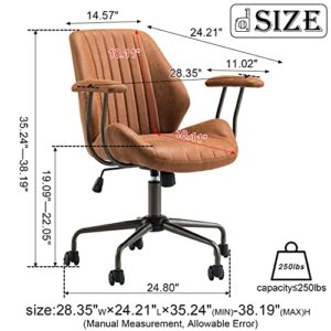 ovios Home Office Desk Chairs Ergonomic Office Chair Modern Computer Desk Chair Suede Fabric Desk Chair for Executive Home Office (Light Brown)