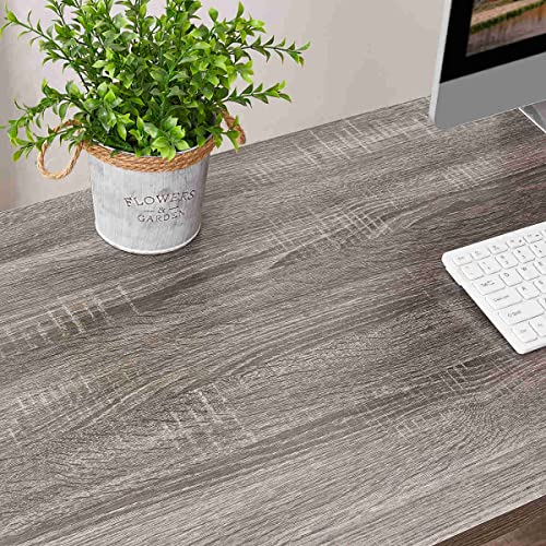 BON AUGURE Industrial L Shaped Computer Desk with Shelves, Rustic Wood Home Office Desks, Reversible Corner Desk with Storage (59 Inch, Dark Grey Oak)