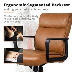 Arts wish Desk Chair Brown Leather Office Chair Home Office Desk Chair with Wheels, Executive Office Chair Ergonomic Desk Chair, Brown