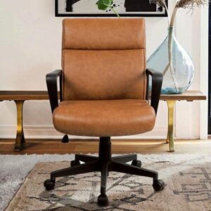 Arts wish Desk Chair Brown Leather Office Chair Home Office Desk Chair with Wheels, Executive Office Chair Ergonomic Desk Chair, Brown