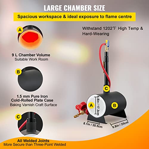 VEVOR Propane Knife Forge, Farrier Furnace with Single Burner, Portable Oval Metal Forge with an Open Structure, Large Capacity, for Blacksmithing, Knife Making, Forging Tools and Equipment