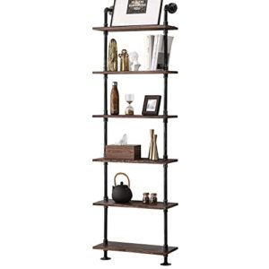 bosuru industrial pipe shelves rustic wood ladder bookshelf wall mounted shelf for living room decor and storage