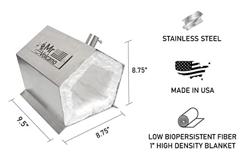 Mr Volcano Hero - Portable Propane Forge (Complete Kit - Now with Superwool XTRA) MADE IN USA (Stainless Steel) Single Burner Professional Artists Hobby Knife Making Tool Making Farrier Blacksmith