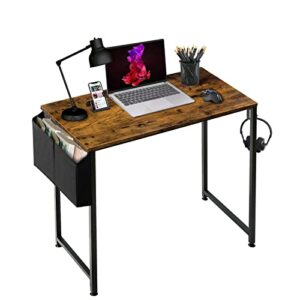small desk for small spaces – student kids study writing computer table for home office bedroom school work pc workstation,rustic 30 31 inch