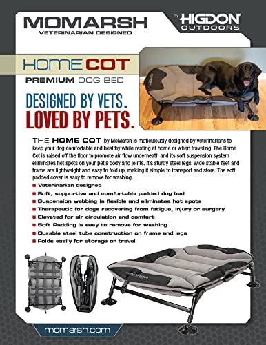 Momarsh Elevated Dog Cot with Washable Soft Pad & Folding Frame for Travel & Home Use| All in One Pet Bed Cot System for Dogs