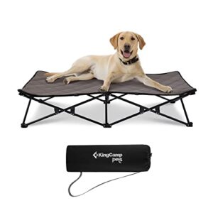 kingcamp elevated dog bed portable raised dog beds stable folding dog cot dog camping bed for outdoor travel with washable mesh for small, medium, large pet weight up to 110lbs with carry bag