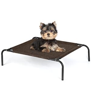 haitral elevated pet bed – breathable raised cot bed for small cats & dogs – indoor or outdoor summer cooling perch for kitty & puppy 27 x 21 x 7 inches brown