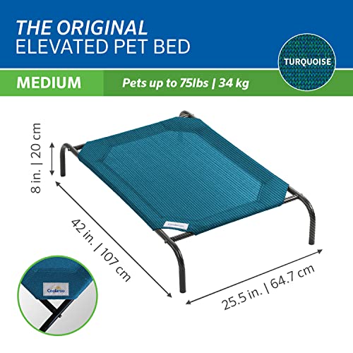 Coolaroo The Original Cooling Elevated Pet Bed, Turquioise, Medium