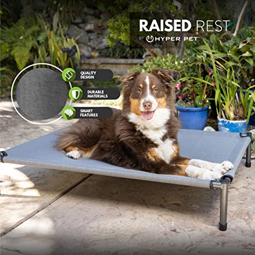 Hyper Pet's Raised Rest Deluxe Elevated Dog Bed (Outdoor Dog Bed-Great Raised Dog Bed, Small Dog Bed- Medium Dog Bed) [Value Pack 1 Frame-2 Covers Gray/Teal] 30"x20'x6.99"