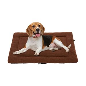 Veehoo Soft Dog Bed Mat, Washable Plush Dog Crate Pad Mat, Fluffy Comfy Kennel Pad Anti-Slip Pet Sleeping Mat for Large Dogs and Cats, 42x30 inch, Brown