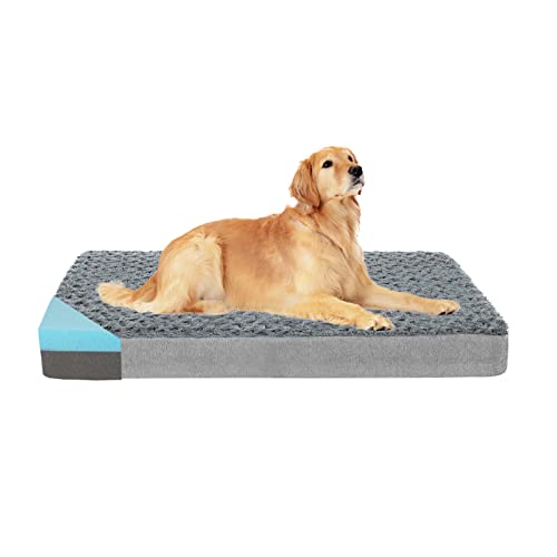 GOHOO PET Orthopedic Memory Foam Dog Bed, Cooling Dog Beds for Extra Large Dogs -Waterproof Pet Bed for Crate with Removable Washable Cover, XL(41inch,90Lbs)