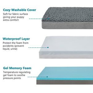 GOHOO PET Orthopedic Memory Foam Dog Bed, Cooling Dog Beds for Extra Large Dogs -Waterproof Pet Bed for Crate with Removable Washable Cover, XL(41inch,90Lbs)