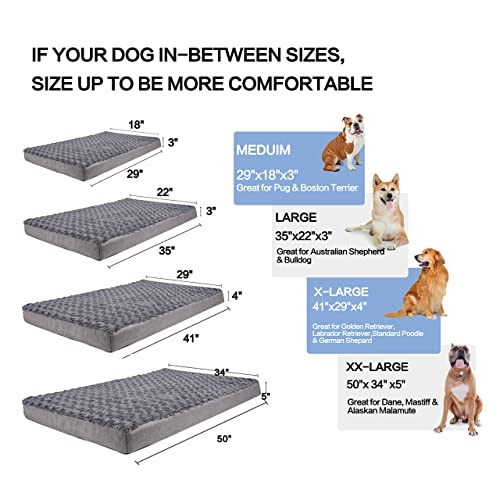 GOHOO PET Orthopedic Memory Foam Dog Bed, Cooling Dog Beds for Extra Large Dogs -Waterproof Pet Bed for Crate with Removable Washable Cover, XL(41inch,90Lbs)