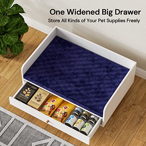 SunsGrove Wooden Elevated Dog Beds Frame with Storage for Large Dogs Cats Modern Style Raised Dog Beds with Drawer Wood Furniture Style Pet Beds with Cushion Heavy Duty Easy to Clean Pet Sofa Couch