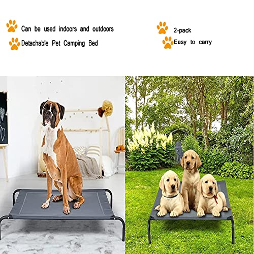 JXCAA Raised Dog Bed Pet Cot,Elevated Dog Bed, No-Slip Feet, Outdoor Raised Dog Cot Bed, 2-Pack with Chew Proof & Breathable & Washable Mesh (Color : XL: 109X72X20CM)