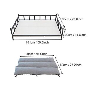 LXLA Deluxe Large Dogs Bed, Metal Elevated Pet Cot with Soft Mat, Adjustable Height Non Slip Foot, for Medium & Large Dogs, Easy Install (Size : L 101×68×30cm)