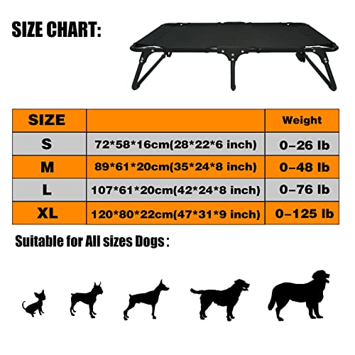 M JJYPET Elevated Cooling Dog Cot Pet Bed with Breathable Mesh,Folding Dog Bed No Assembly, Indoor/Outdoor, Pet Hammock Bed,Raised Dog Cots Beds Multiple Sizes for Small Meduim Large Dogs